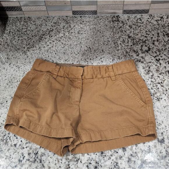 J. Crew 100% tan khaki‎ cotton Chino Shorts size 0 - Picture 2 of 5